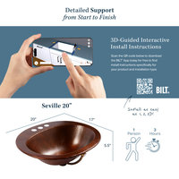 Seville Aged Copper 20" Oval Drop-In Bath Sink with Ashfield Faucet Kit