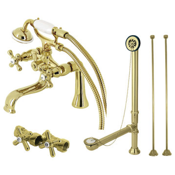 CCK228PB Deck Mount Clawfoot Tub Faucet Package With Supply Line, Polished Brass