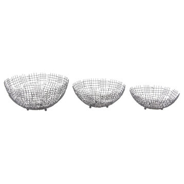 Contemporary Iron Mesh Bowls, 3-Piece Set