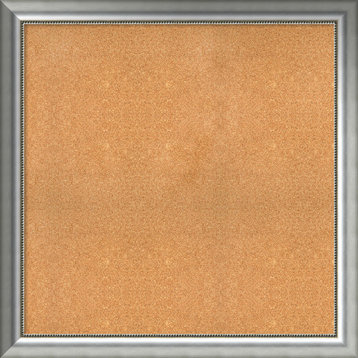 Framed Cork Board, Vegas Curved Silver Wood, 41x41