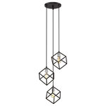 Z-Lite - Vertical Three Light Pendant, Matte Black / Brushed Nickel - Clean lines and a modern design are showcased in this two-tone three-light pendant for your home. It's fashioned with a matte black and brushed nickel finish with cube-shaped shades hanging at different heights for an eclectic look that's contemporary yet timeless. It's a design that conveys movement in any dining room foyer bedroom or home office.