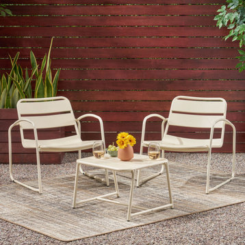 Glass Outdoor Modern 2 Seater Chat Set, Matte White