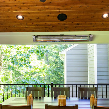 Two Tiered Covered Deck with Fireplaces