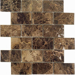Emperador dark polished 2x4 Brick pattern stone mosaic - Tile