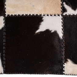 Handmade Cowhide Patchwork Area Rug, Rectangle Black White 9&rsquo;4&rdquo;x6&rsquo;5&rdquo; - Area Rugs