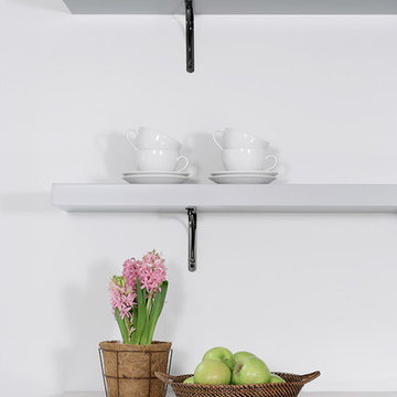 Open Shaker style kitchen in pre-war building