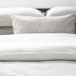 Mozart Embroidered Linen Cushion - Decorative Pillows