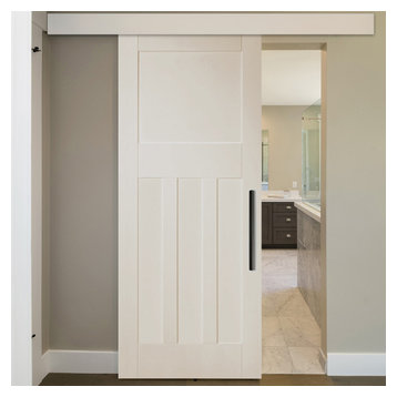 Shaker Panel Sliding Barn Door with 10 different panel designs, Finished (Painte