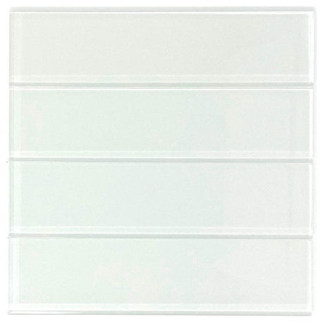 2" x 8" White Glass Subway Tile - Rainbow Series