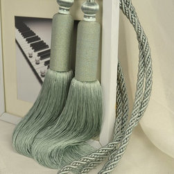 5 Colors QYM08 Faux Silk Curtain Tassel Tie Backs in Light Blue Color - Window Treatment Accessories