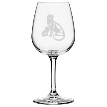 Bombay, with Kitten Cat Themed Etched All Purpose 12.75oz. Libbey Wine Glass