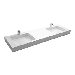 ADM Bathroom Design - ADM Rectangular Countertop Sink, White, 71", Glossy White - Bathroom Sinks