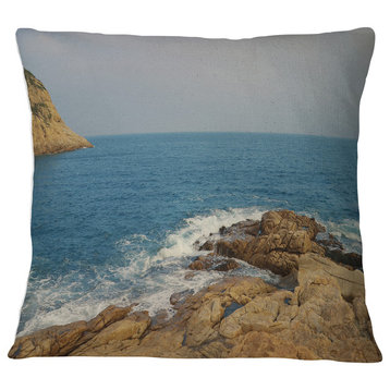 Blurred Waters in Hong Kong Beach Seashore Throw Pillow, 16"x16"
