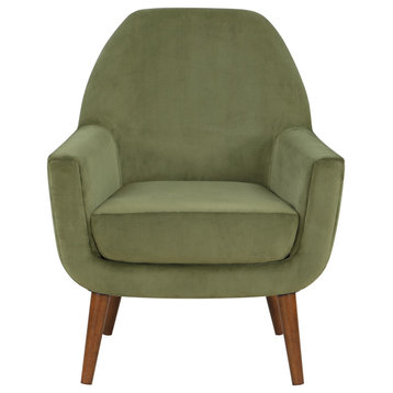 Accera Mid-Century Velvet Arm Chair, Green