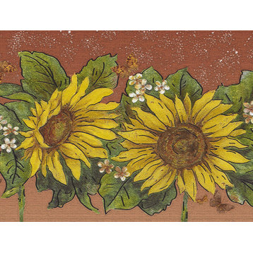Sunflowers, Butterflies Peel and Stick Wallpaper Border 15'x7"