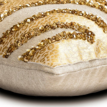 Gold Faux Leather 12"x22" Lumbar Pillow Cover Animal Sequins - Leopard Spotlight