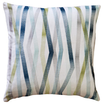 Wandering Lines Deep Sea Throw Pillow 19x19, with Polyfill Insert