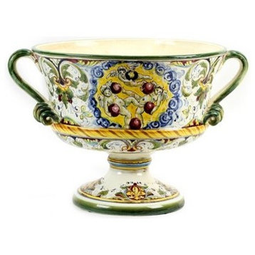 Majolica Medici: Large Footed Round Bowl with Two Handles