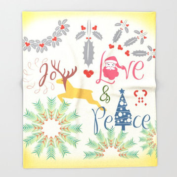Christmas Throw Blanket, Joy Love Peace, Twin