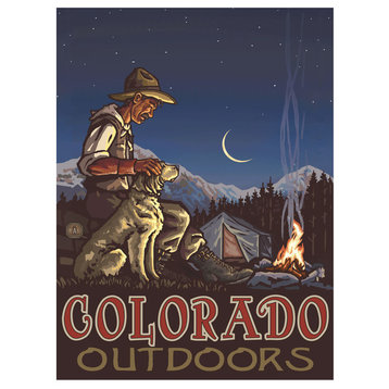 Paul A. Lanquist Colorado Camper And Dog Art Print, 9"x12"
