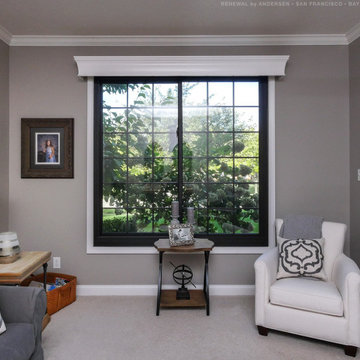 Black Sliding Window in Chic Living Room - Renewal by Andersen Bay Area San Fran