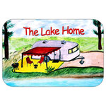 Mary Gifts By The Beach - Camper The Lake Home Bath Mat, 20"x15" - Bath mats from my original art and designs. Super soft plush fabric with a non skid backing. Eco friendly water base dyes that will not fade or alter the texture of the fabric. Washable 100 % polyester and mold resistant. Great for the bath room or anywhere in the home. At 1/2 inch thick our mats are softer and more plush than the typical comfort mats. Your toes will love you.