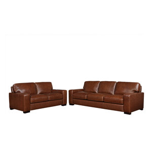 Modern Track Arm Leather Sofa Transitional Sofas By