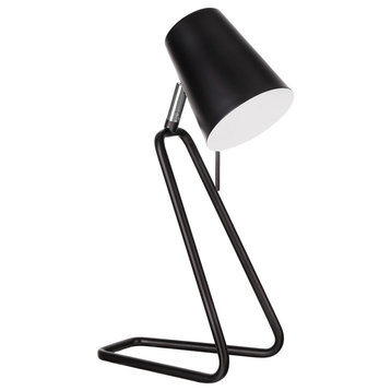 40103-1, 13 1/2" High Modern Metal Desk Lamp, Black Finish