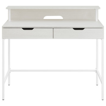 Contempo 40" Desk With 2 drawers and shelf hutch, White Oak Finish