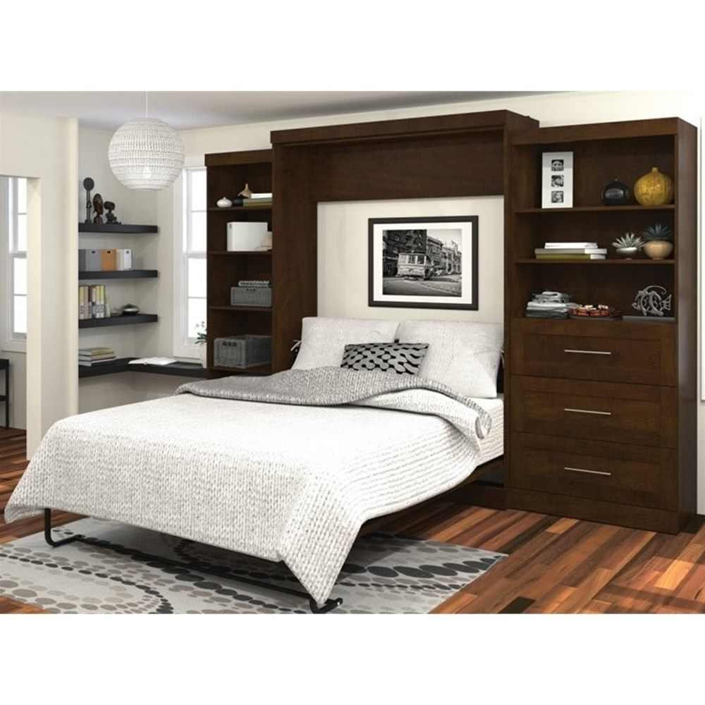 Bestar Pur Queen Murphy Bed with Shelving and Drawers (126W) in ...