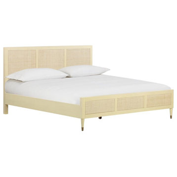 TOV Furniture Sierra 47.2"H Modern Rubberwood King Bed in Buttermilk Cream