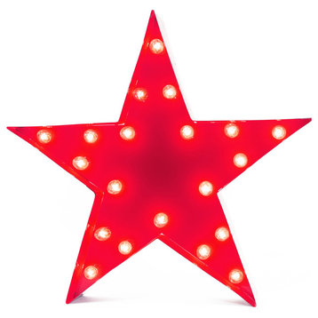 Medium Red Star Steel Marquee Light by Iconics