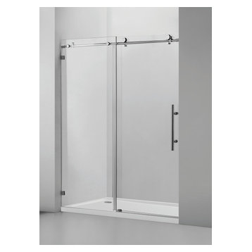 Vanity Art 60" x 76" Frameless Single Sliding Glass Barn Shower Door
