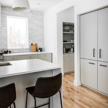 Cool Neutral Brick Kitchen
