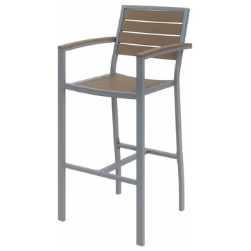 Olio Designs Ivy 29.5" Aluminum Patio Bar Stool in Mocha and Silver