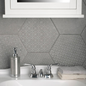 Coralstone Hex Melange Grey Porcelain Floor and Wall Tile