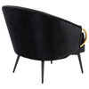 Claire Accent Chair, Black Steel, Black Velvet, Gold Steel Accents