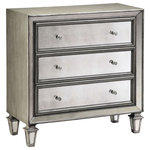 Elk Home - Lana Chest - Full of elegance, yet small in footprint - this antique-mirror accent chest will fit in anywhere. It offers three storage drawers, cut-crystal hardware, mitered corners, a hand-painted silver-gray finish and a timeless silhouette.