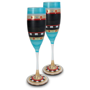 Mosaic Chalk Champagne Glasses, Set of 2