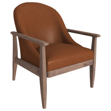 Elena Leather Lounge Chair, Finish Shown: Shiitake, Leather Shown: Amber
