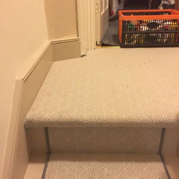 Grey Herringbone Carpet Installation to Stairs and Areas