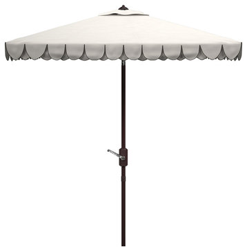 Safavieh Elegant Valance 7.5' Square Umbrella, White/Black