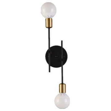 2-Light Modern Wall Sconce Black Industrial Wall Lighting Fixture