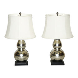 Pair of Silver Leaf Double Gourd Table Lamps - Products