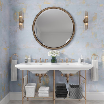 Gilded Age Blue Porcelain Tile 20x40