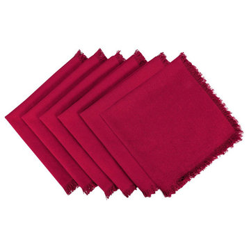 DII Solid Wine Heavyweight Fringed Napkin, Set of 6