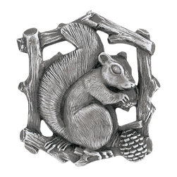 Inviting Home Inc. - Squirrel Left Knobs, Antique-Style Pewter - Cabinet And Drawer Knobs