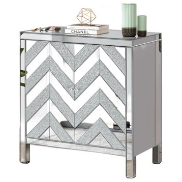 TATEUS Glamorous Mirror Trim Cabinet, Silver Living Room and Dining Room Storage