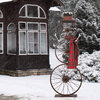 33.98" Metal Bike Wheel Snowman With Plaid Scarf Porch Decor