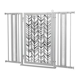Fusion Gates - Fusion Gate with Chevron Trail Design, Satin Nickel, 36"-52" - Dog Gates